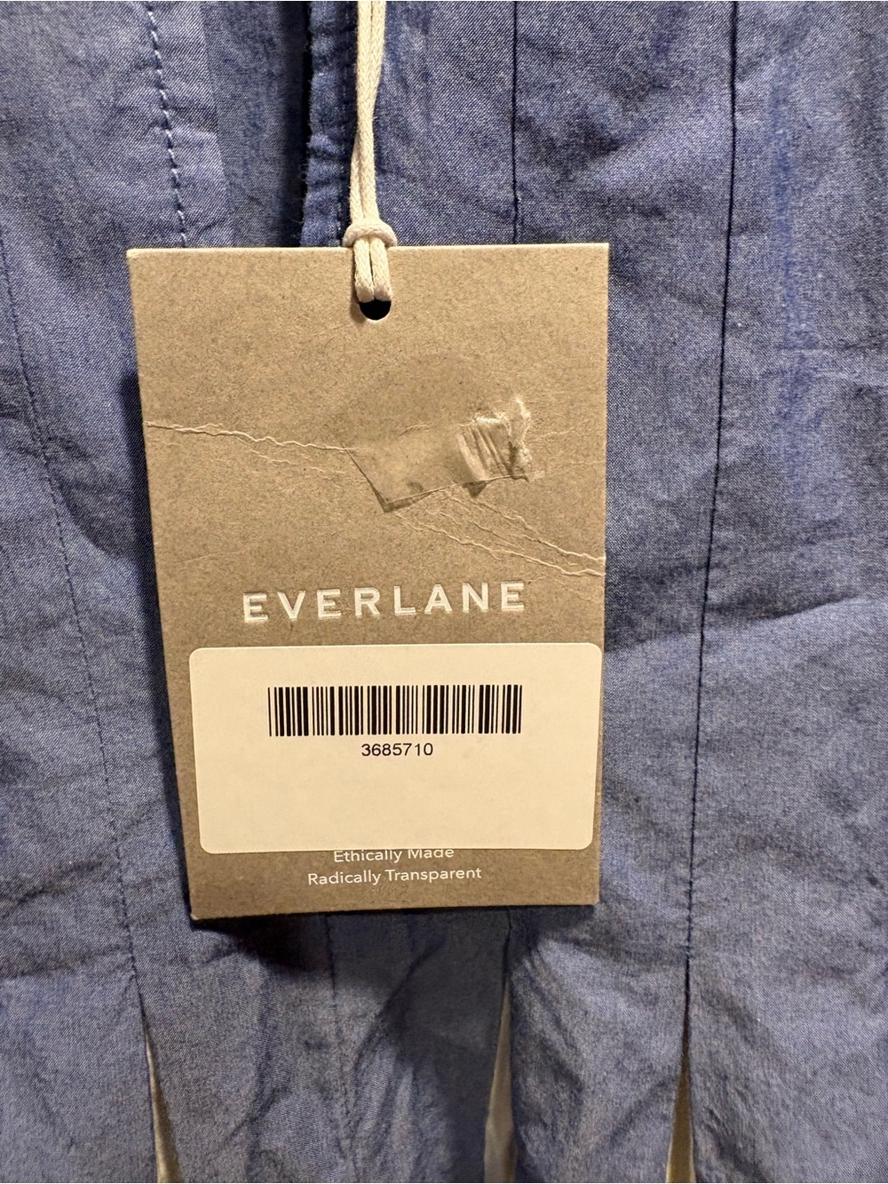 Everlane Blue White Striped poplin maxi caftan with pleats nwt m has pockets - Picture 6 of 13